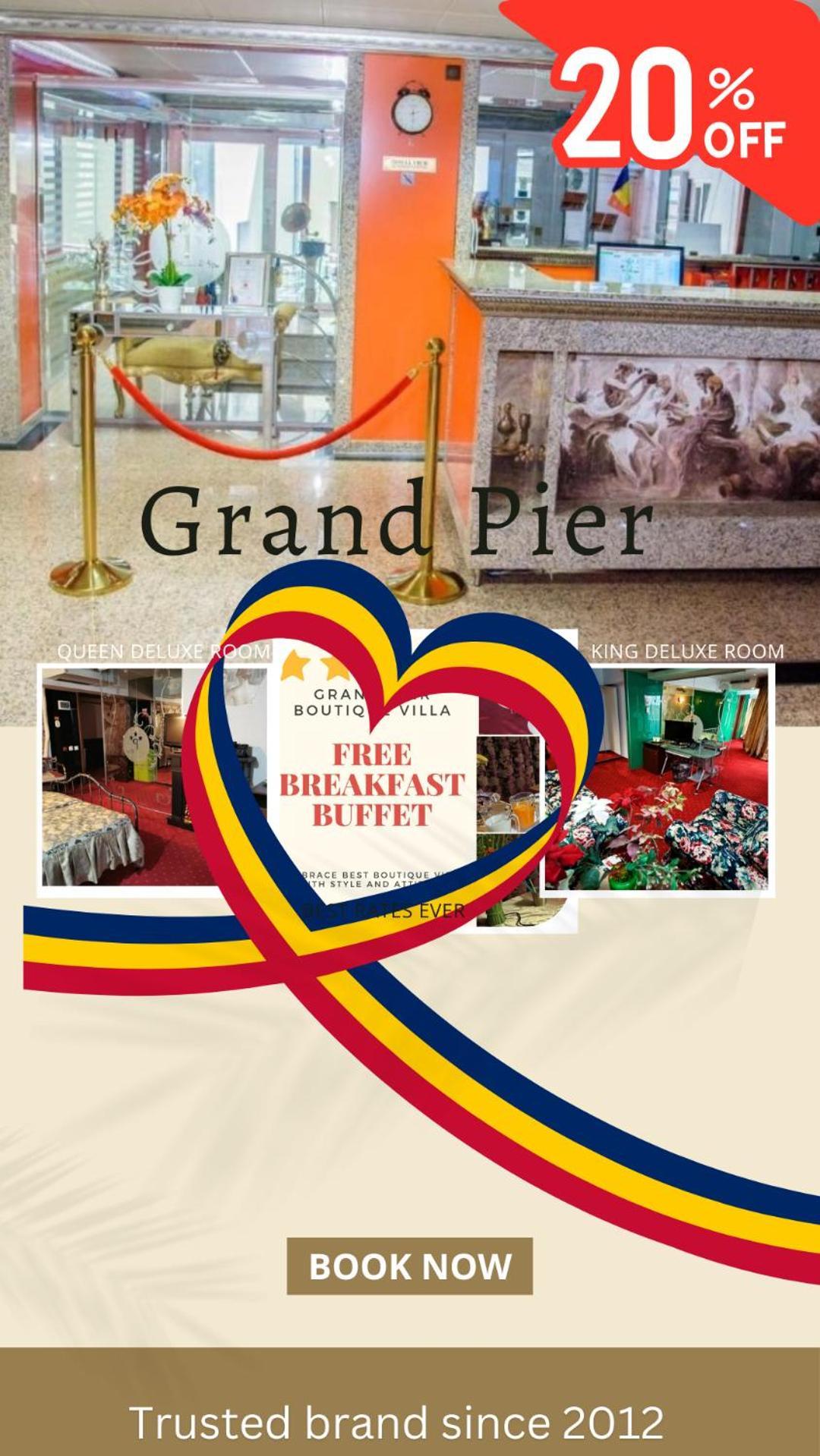 Grand Pier Boutique Luxury King And Queen Deluxe Rooms, With Free Welcome Breakfast For All Stays Up To 4 Nights Bukarest Exteriör bild